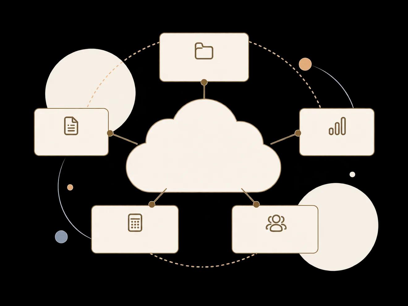 Illustration zu Organisation, Dokumenten, Abrechnung, Steuern und Support